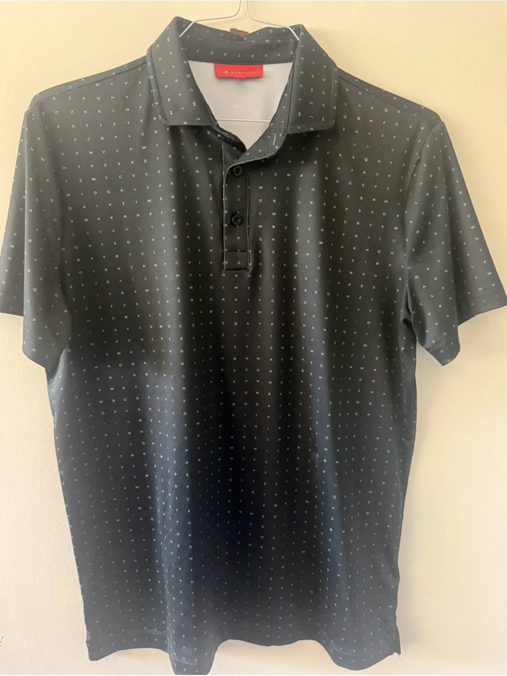 Redvanly New (without tags) Men's Black Microdot Polo with Subtle Pattern